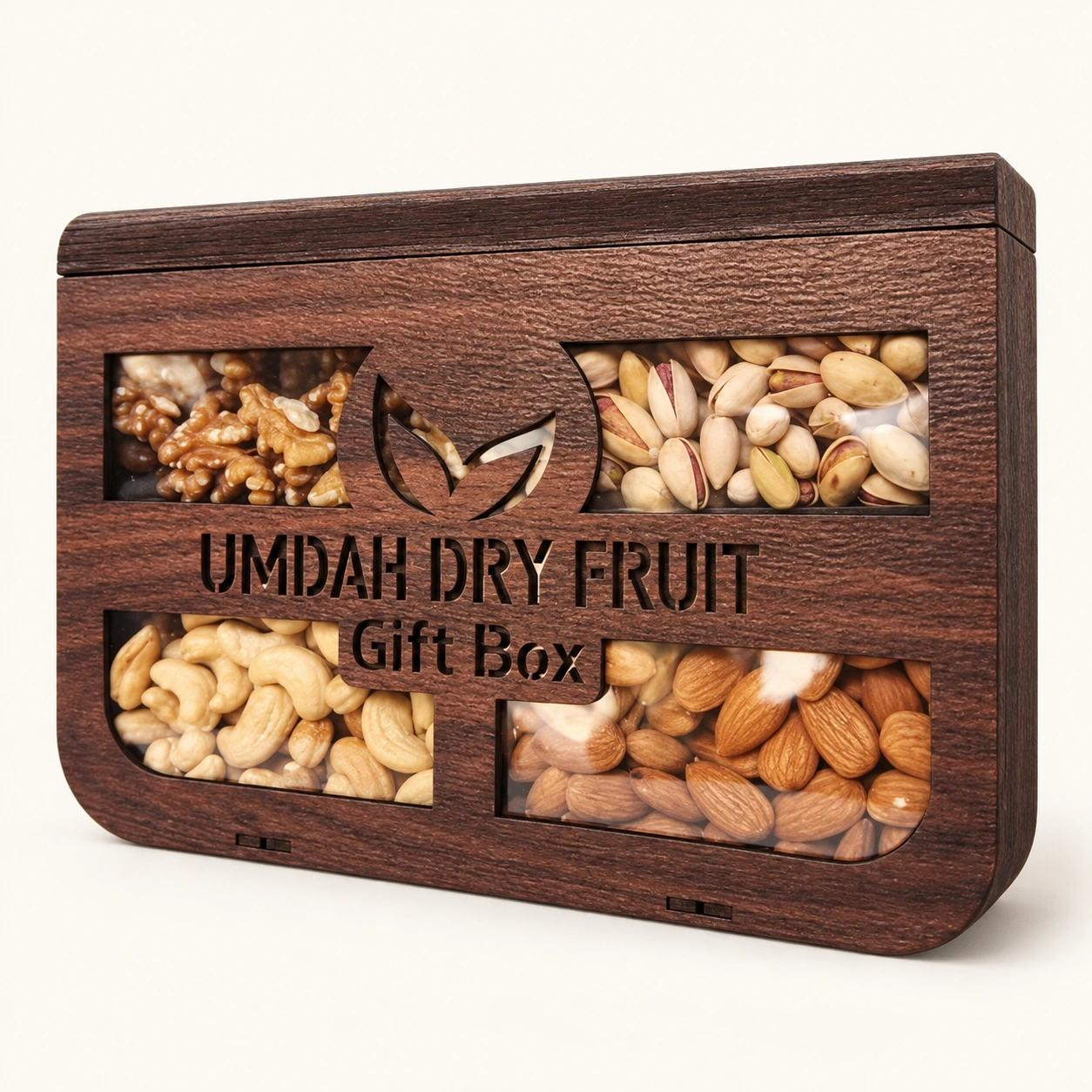 Wooden four-window assorted nut gift box